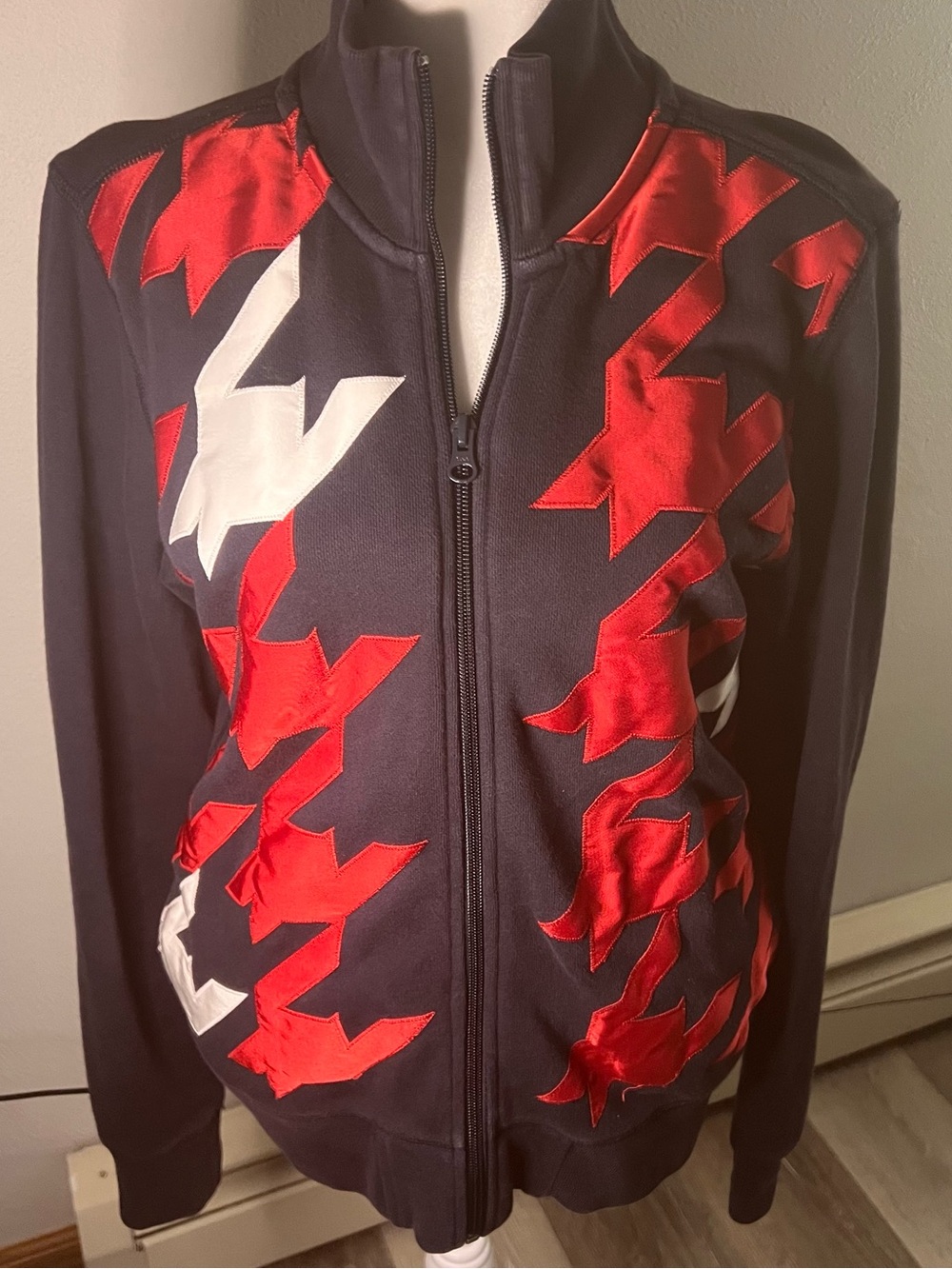 VTG Tommy Hilfiger Y2K 2004 Geometric Star Patchwork Track Jacket M